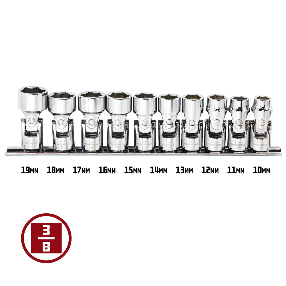 10 Piece 3/8 Inch Drive Metric Universal 6 Point Socket Set - 641715