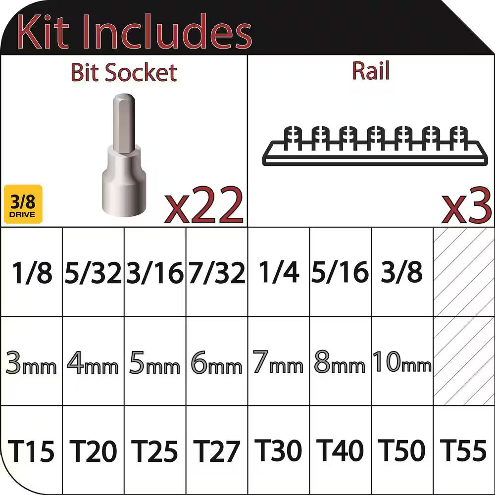 3/8 In. Drive Sae/Metric Hex/Torx Bit Socket Set (22-Piece)